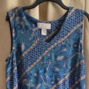 🆓Norton McNaughton Colorful Blue  Paisley Tie-Back Sleeveless Maxi Dress